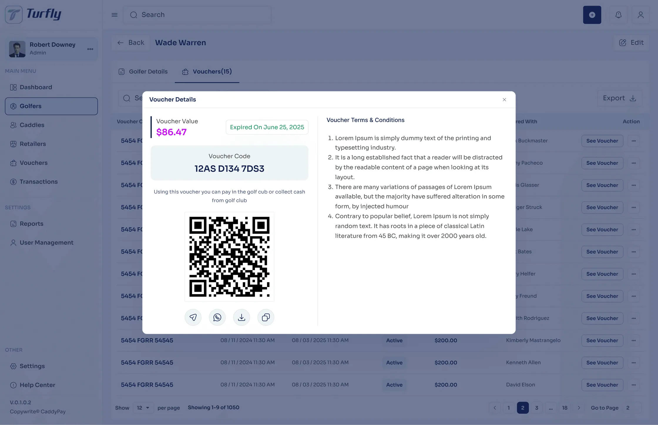 Turfly redeemed voucher state screen